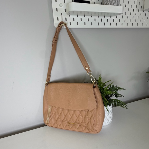 Vera Bradley Handbags - Vera Bradley Quilted Cara Tan/Nude Convertible Shoulder Bag with Gold Hardware